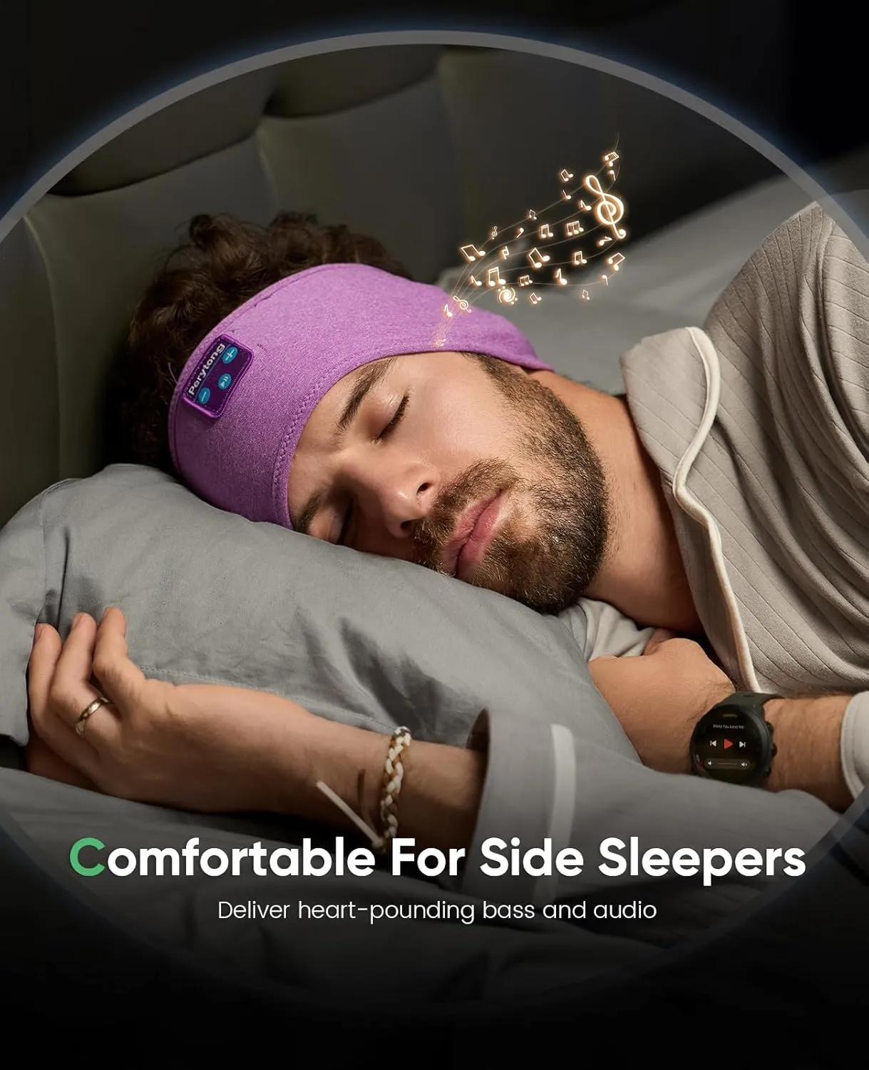 Perytong Sleep Headphones Bluetooth Headband, Sports Wireless Earphones Sleeping Earbuds with Ultra-Thin HD Stereo Speaker Headphones for Sleeping Workout Running Cool Gadgets Unique Gifts