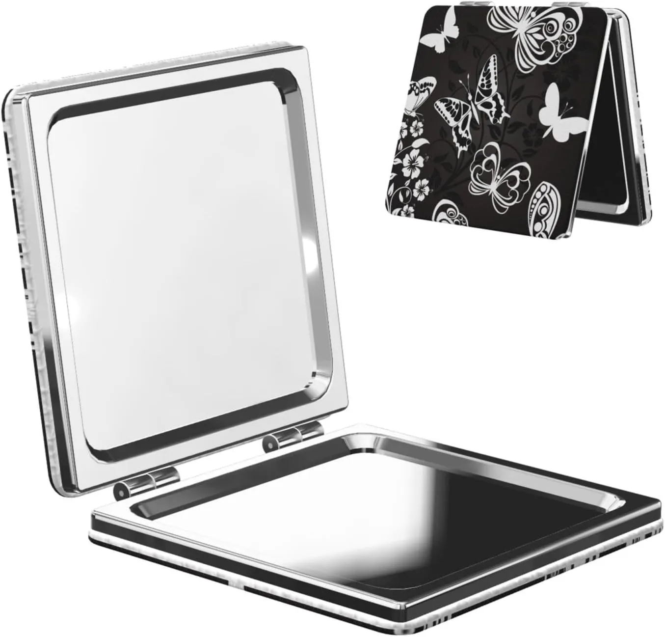 Peynir Butterflies Women Handheld Makeup Mirror Portable Compact Mirror Folding Mini Cosmetic Mirror