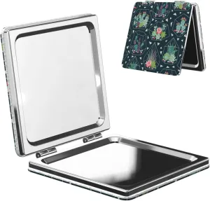 Peynir Succulents Flower Cactus Geometric Women Handheld Makeup Mirror Portable Compact Mirror Folding Mini Cosmetic Mirror