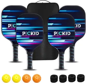 Pickleball Paddles Carbon Fiber Pickleball Paddles Set of 2 4 Polypropylene Honeycomb Core, 2 Pickleball Rackets 4 Balls, Ultra Cushion Pickleball Racket Grip, Gifts for Beginners Pros
