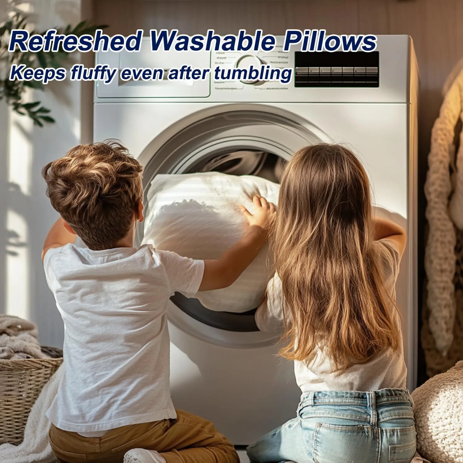 Pillows Standard Size Set of 4 Hotel Collection Bed Pillow for Sleeping Pillows 4 Pack for Back, Stomach or Side Sleepers Soft and Supportive Washable Pillows for Bedroom
