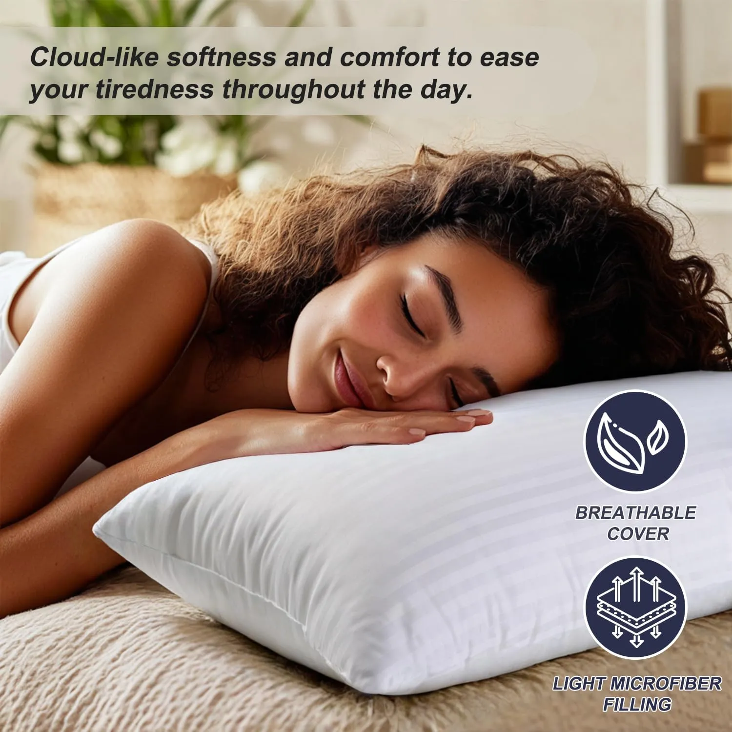 Pillows Standard Size Set of 4 Hotel Collection Bed Pillow for Sleeping Pillows 4 Pack for Back, Stomach or Side Sleepers Soft and Supportive Washable Pillows for Bedroom