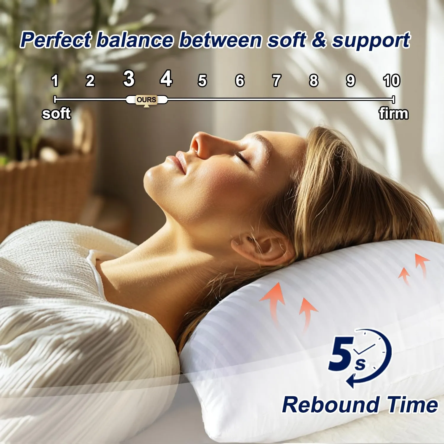 Pillows Standard Size Set of 4 Hotel Collection Bed Pillow for Sleeping Pillows 4 Pack for Back, Stomach or Side Sleepers Soft and Supportive Washable Pillows for Bedroom