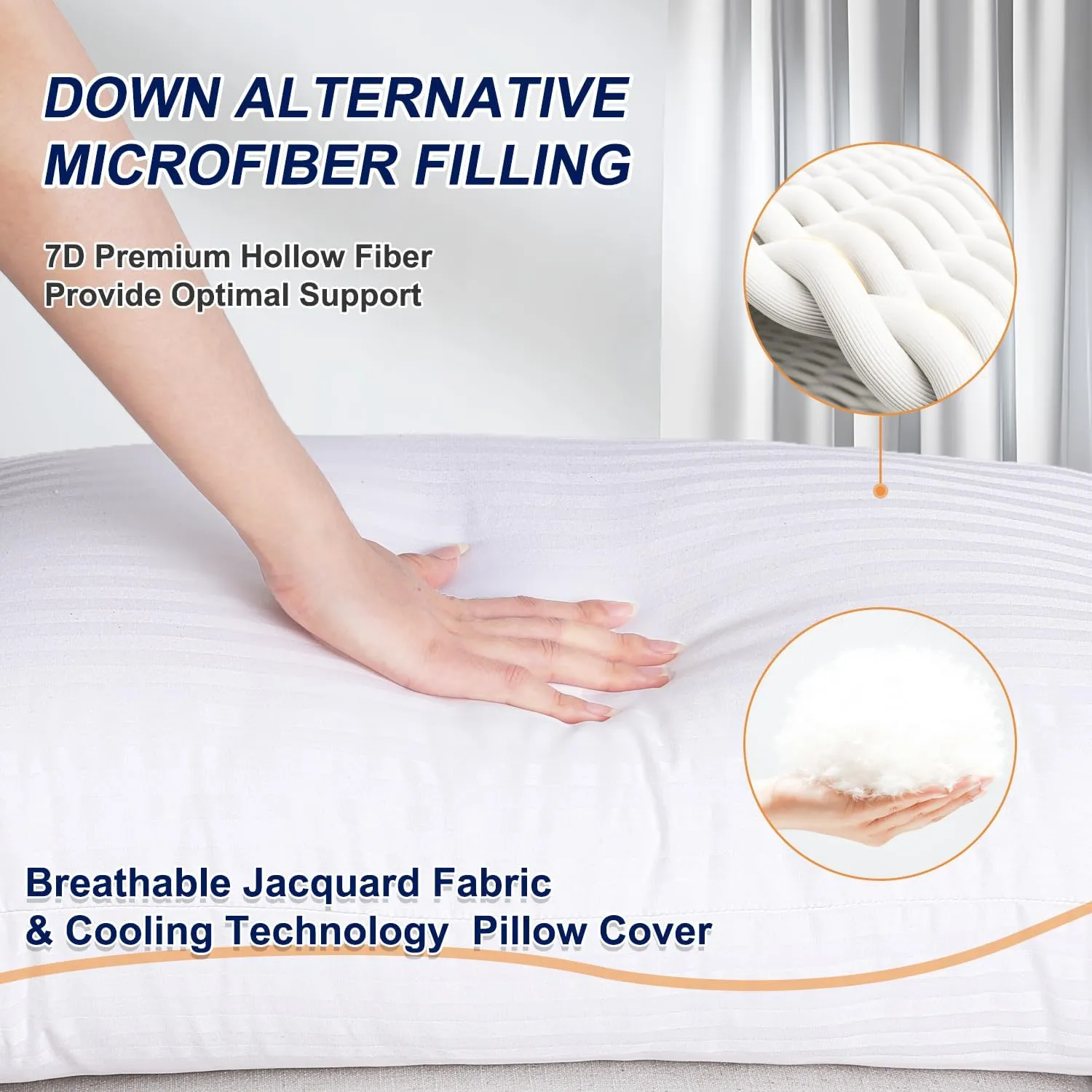Pillows Standard Size Set of 4 Hotel Collection Bed Pillow for Sleeping Pillows 4 Pack for Back, Stomach or Side Sleepers Soft and Supportive Washable Pillows for Bedroom
