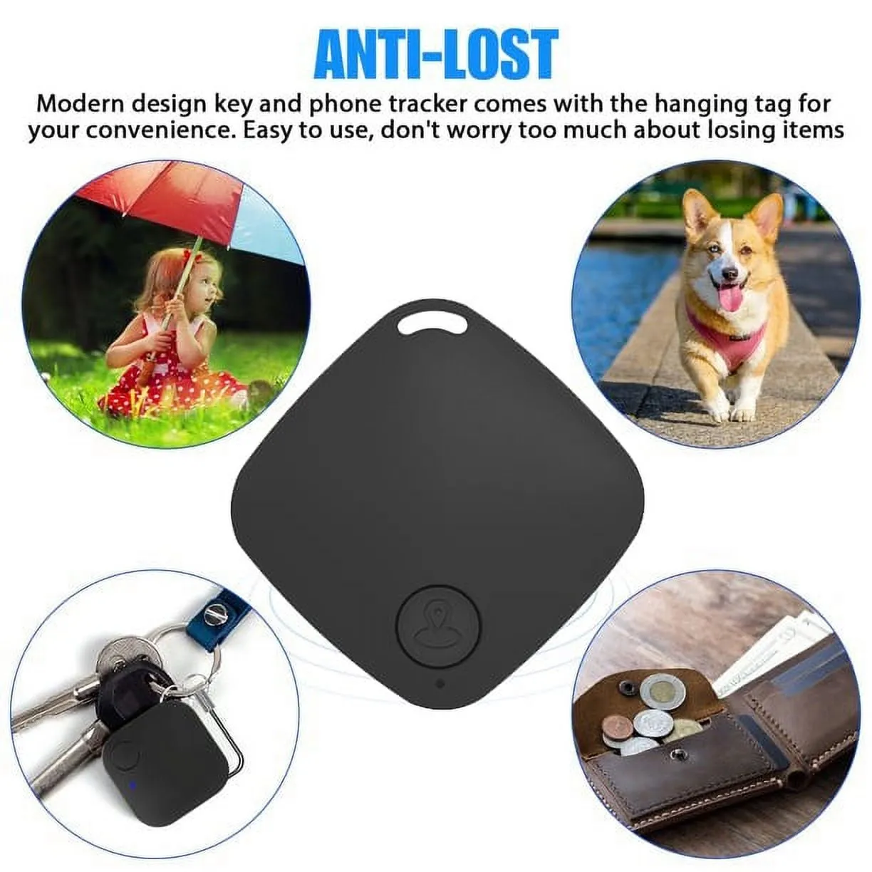 POINTERTECK 4Pcs Anti-lost Bluetooth Smart Tracker,Pet Child Wallet Key Mini Locator GPS Finder Alarm,Dog Cat Kids Car Wallet Accessories