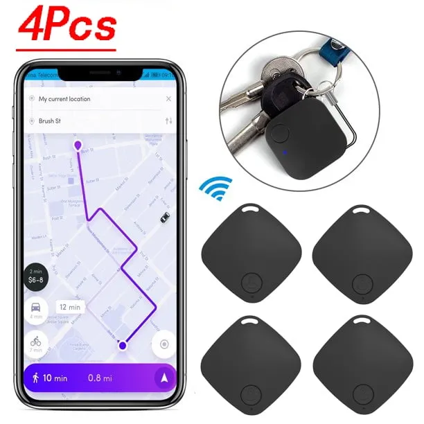 POINTERTECK 4Pcs Anti-lost Bluetooth Smart Tracker,Pet Child Wallet Key Mini Locator GPS Finder Alarm,Dog Cat Kids Car Wallet Accessories