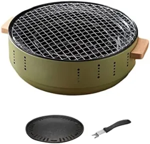 Portable Barbecue Grill Lightweight Multifunctional Bakeware Carbon Furnace Small for Camping Hiking (Green)