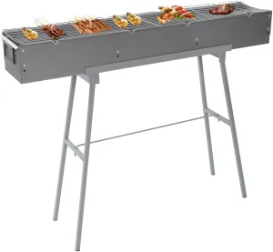 Portable BBQ Grill, 39.3x7 Inch Large Camping Grill with Sturdy Support Legs, Charcoal Grill for Outdoor Cooking, Picnic, Beach, Backyard