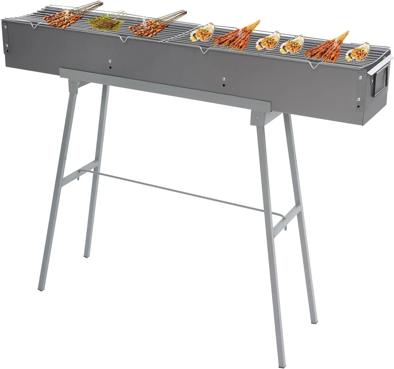 Portable BBQ Grill, Folding Camping Charcoal Barbecue Grill with Grill Meshes and Air Doors, 39.3 * 7 * 26.3 Commercial Quality BBQ Tool Kits for Outdoor Cooking, Camping, Hiking
