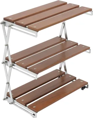 Portable Camping Rack, 3-Tier Foldable Camping Picnic Storage Shelf, Picnic Desk Outdoor for Camp Party Picnic Beach BBQ Grill Cooking, Indoor and Outdoor Multifunction