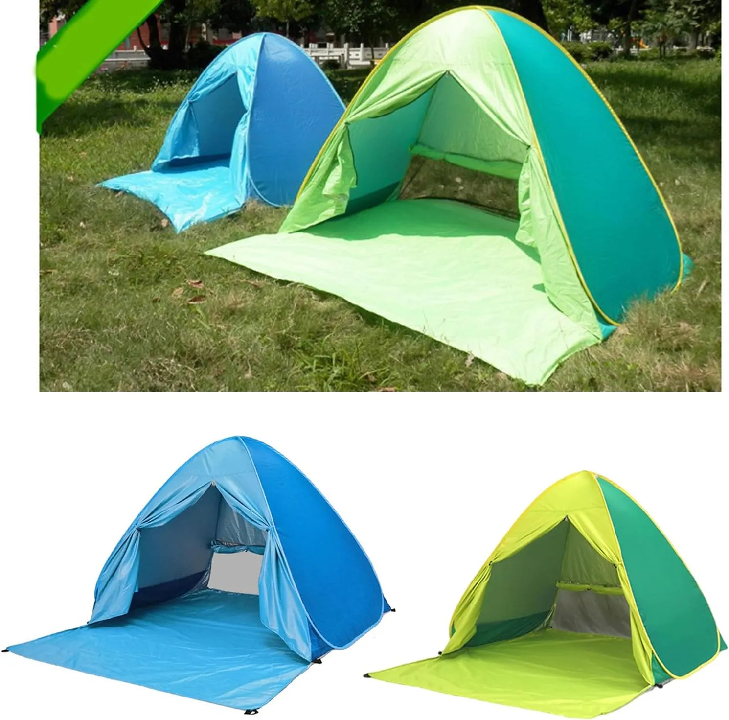 Portable Camping Tent Outdoor Automatic Quick Open Tent 2-3 Persons Beach Tent for Sun Shelter, Travel, Outdoor