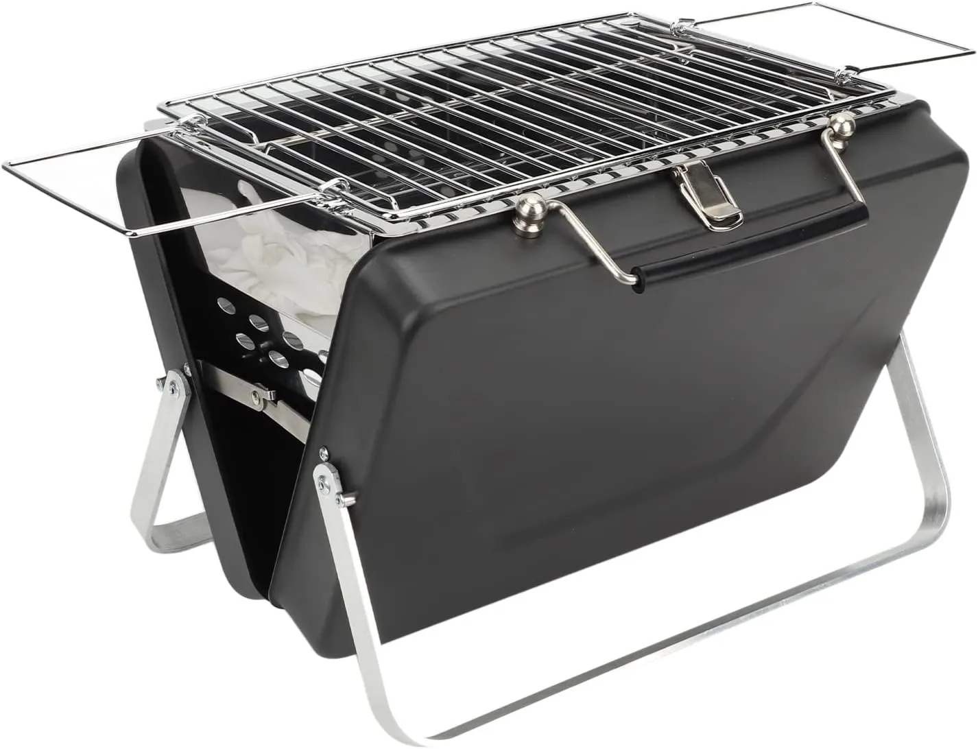 Portable Charcoal BBQ Grill High Temperature Non Stick Folding Barbecue for Camping Outdoor Cooking, Proof Iron Chrome Plated Grill Net for Picnic (Black)