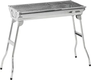 Portable Charcoal Camping Grill, Folding Stainless Steel BBQ Grill with Heat-Resistant Handles, Racks, Shelves, Hooks, and Pan for Camping, Picnic, Tailgating, Travel, and Backyard Cooking