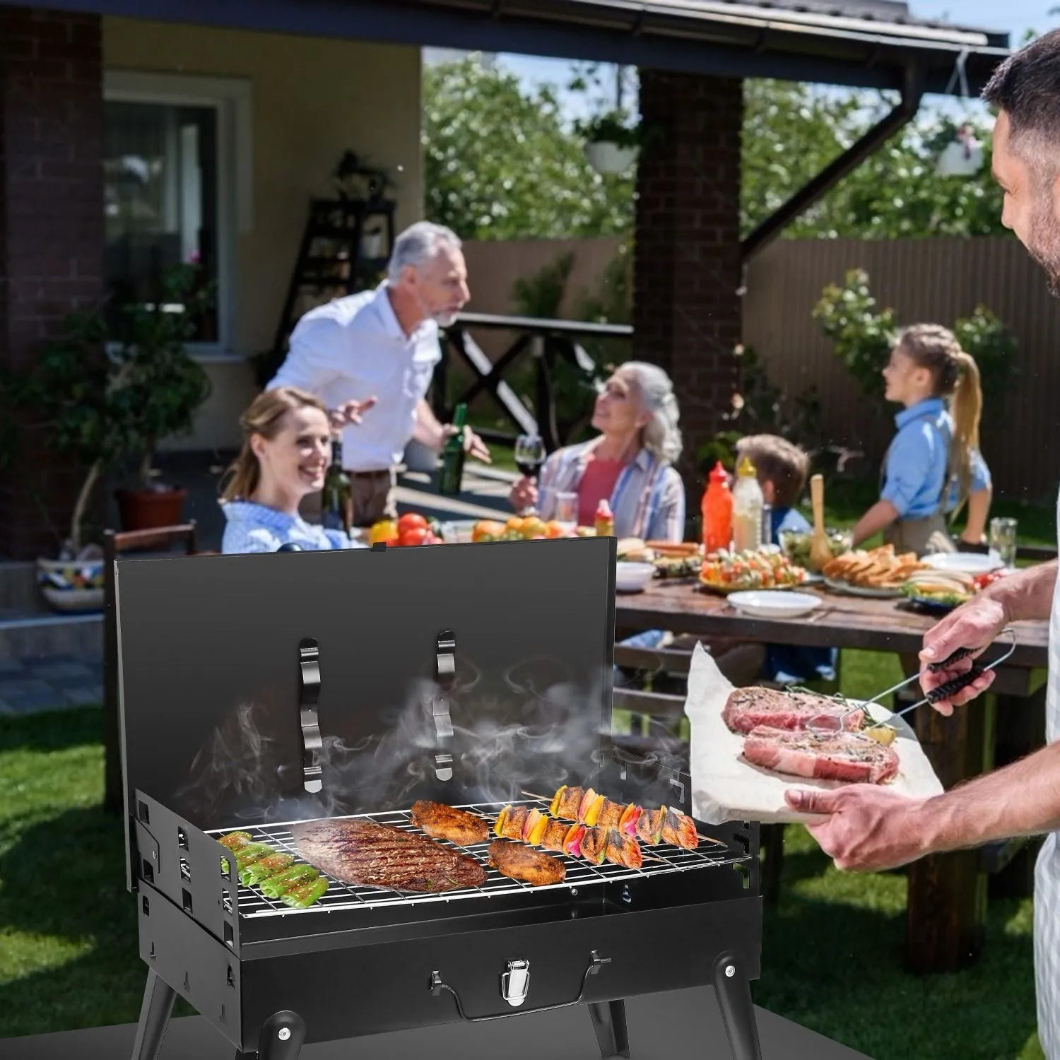 Portable Charcoal Grill 16.7x10x17.7in