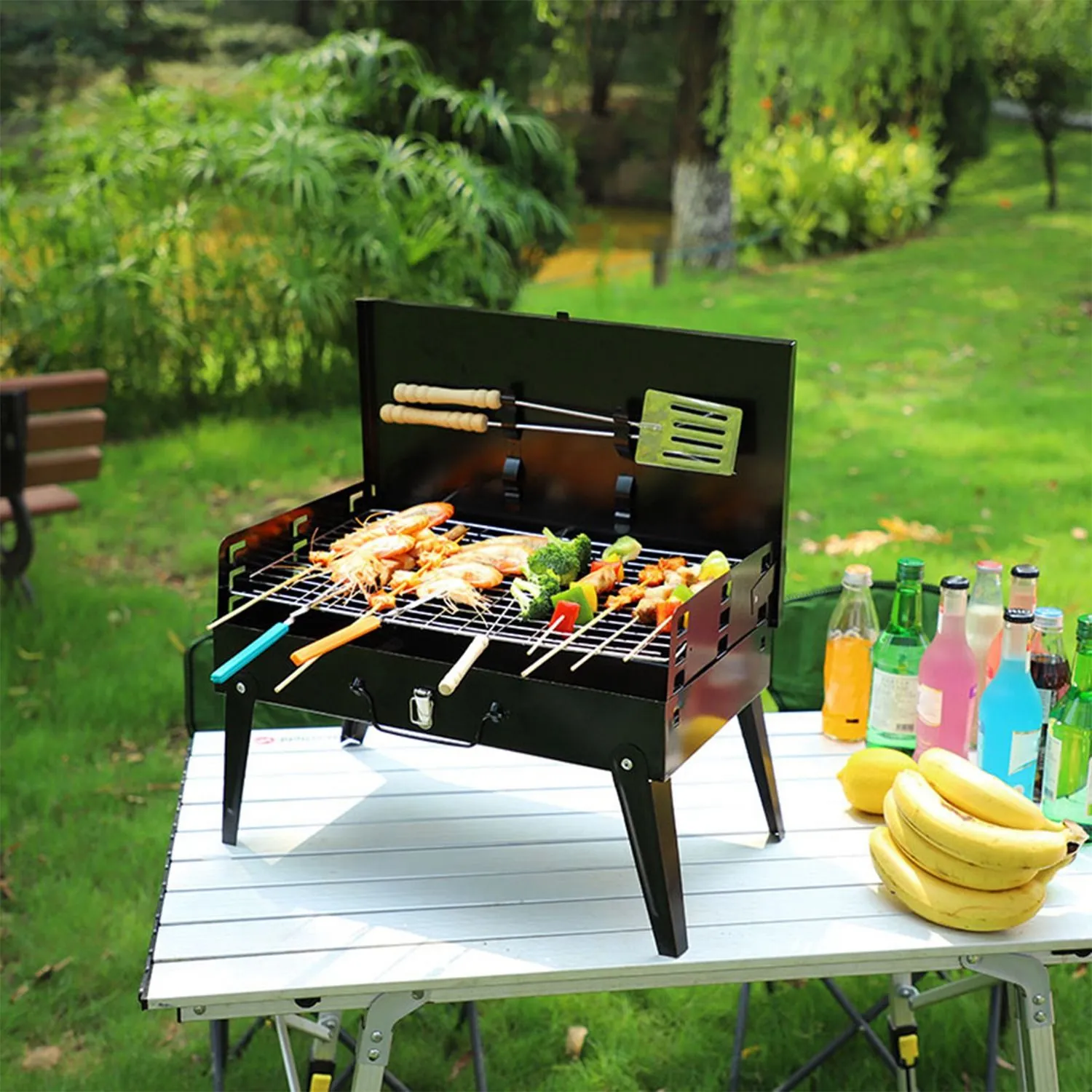 Portable Charcoal Grill 16.7x10x17.7in
