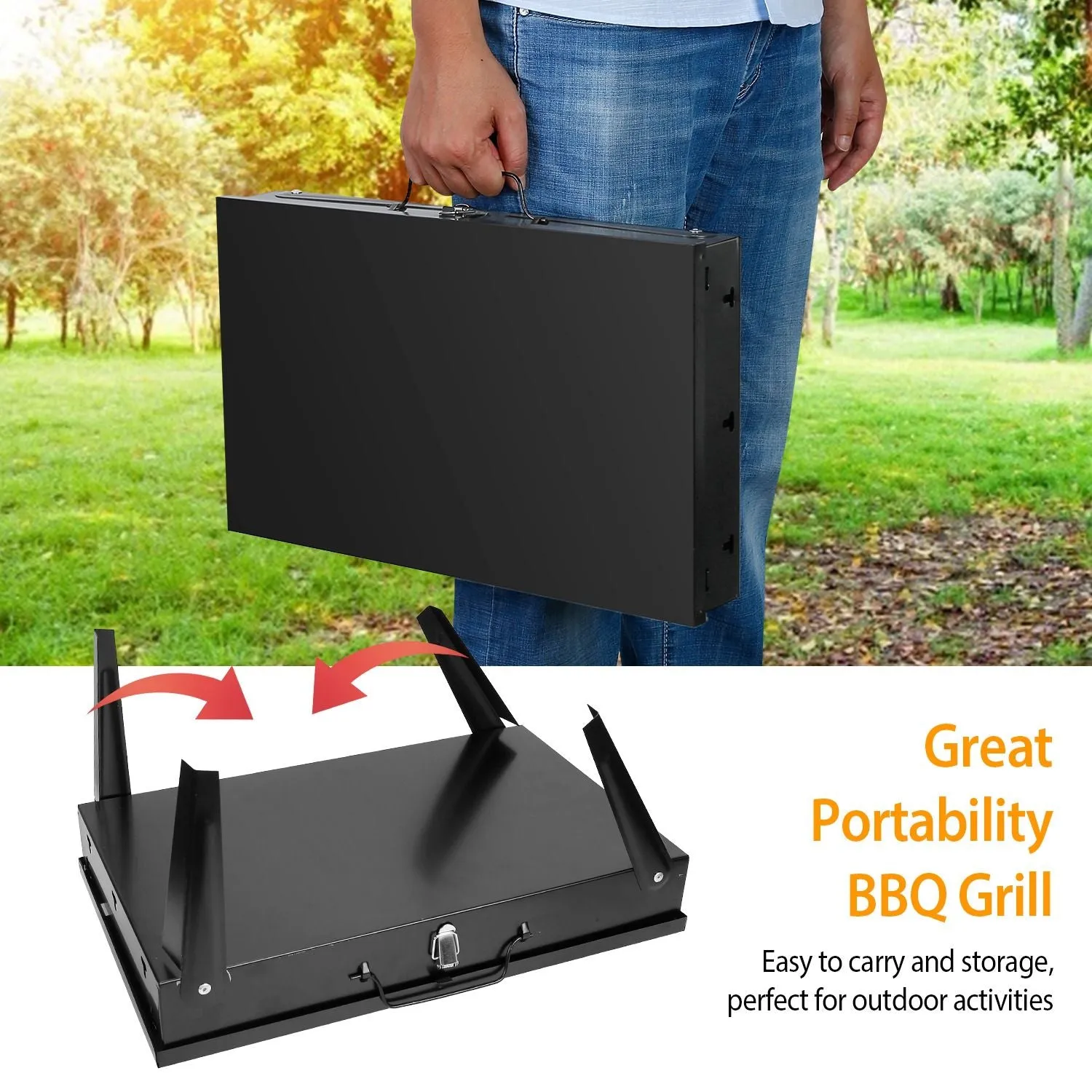 Portable Charcoal Grill 16.7x10x17.7in