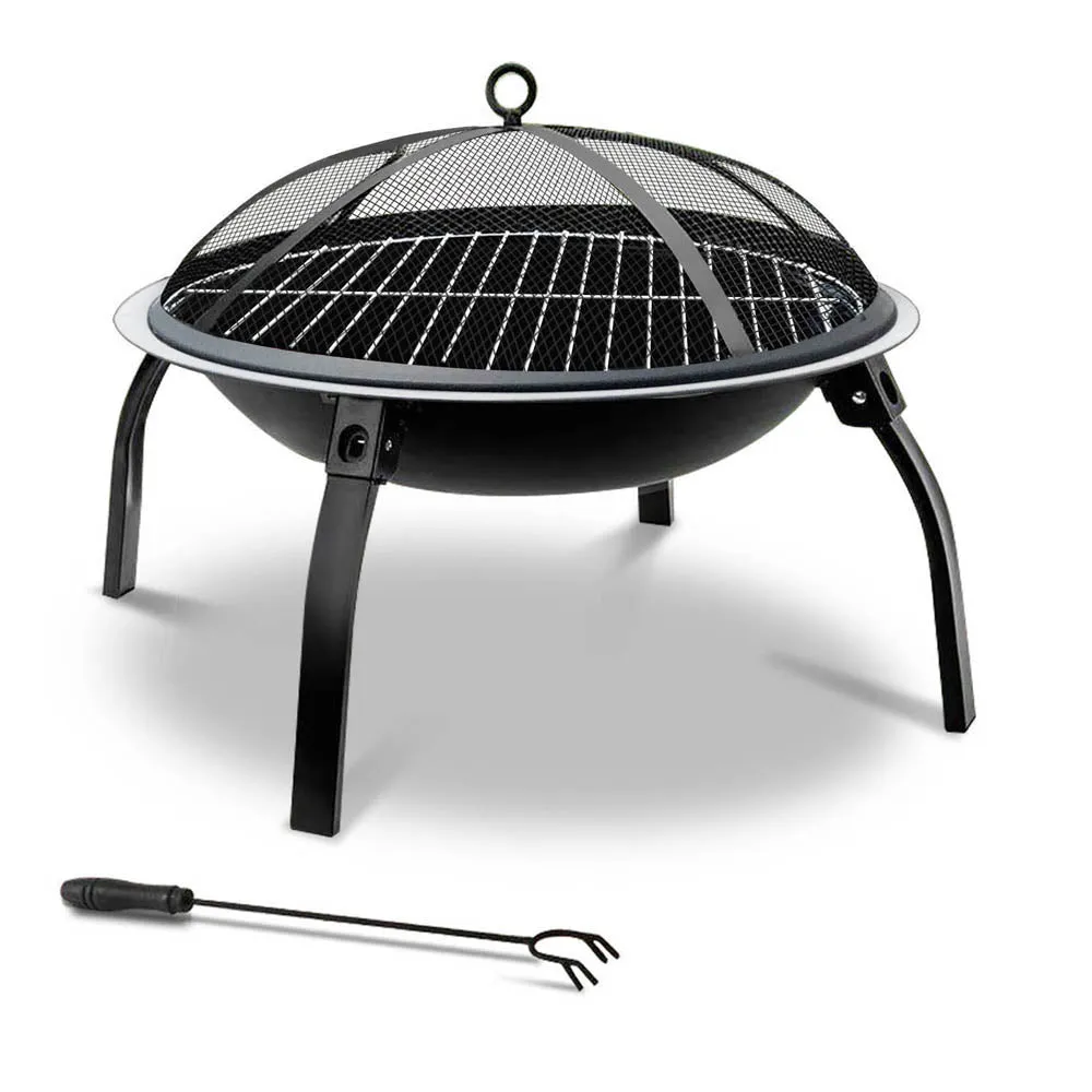 Portable Fire Pit (56cm) 2-in-1 Foldable BBQ Grill