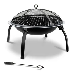 Portable Fire Pit (56cm) 2-in-1 Foldable BBQ Grill