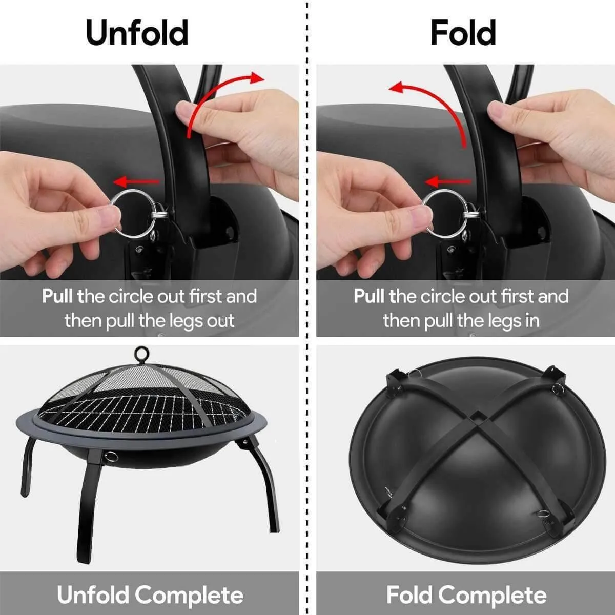 Portable Foldable Fire Pit Grill - Outdoor BBQ Burner