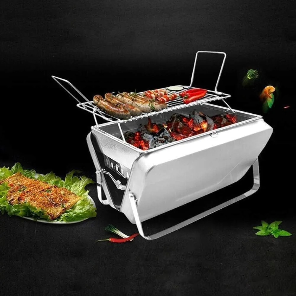 Portable Folding BBQ Grill for Camping, Picnic, and Hiking – Smokeless Stainless Steel Barbecue 3-5 People, Easy to Clean, Travel-Friendly