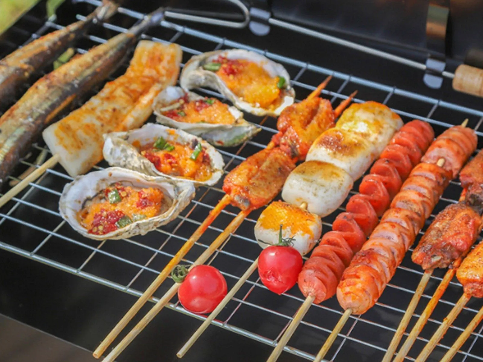Portable Folding Charcoal BBQ Grill with Utensils