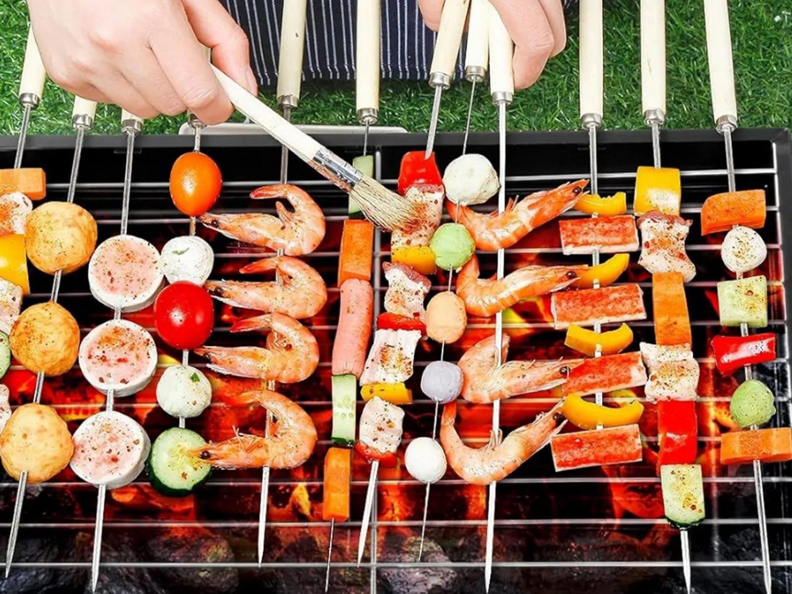 Portable Folding Charcoal BBQ Grill with Utensils