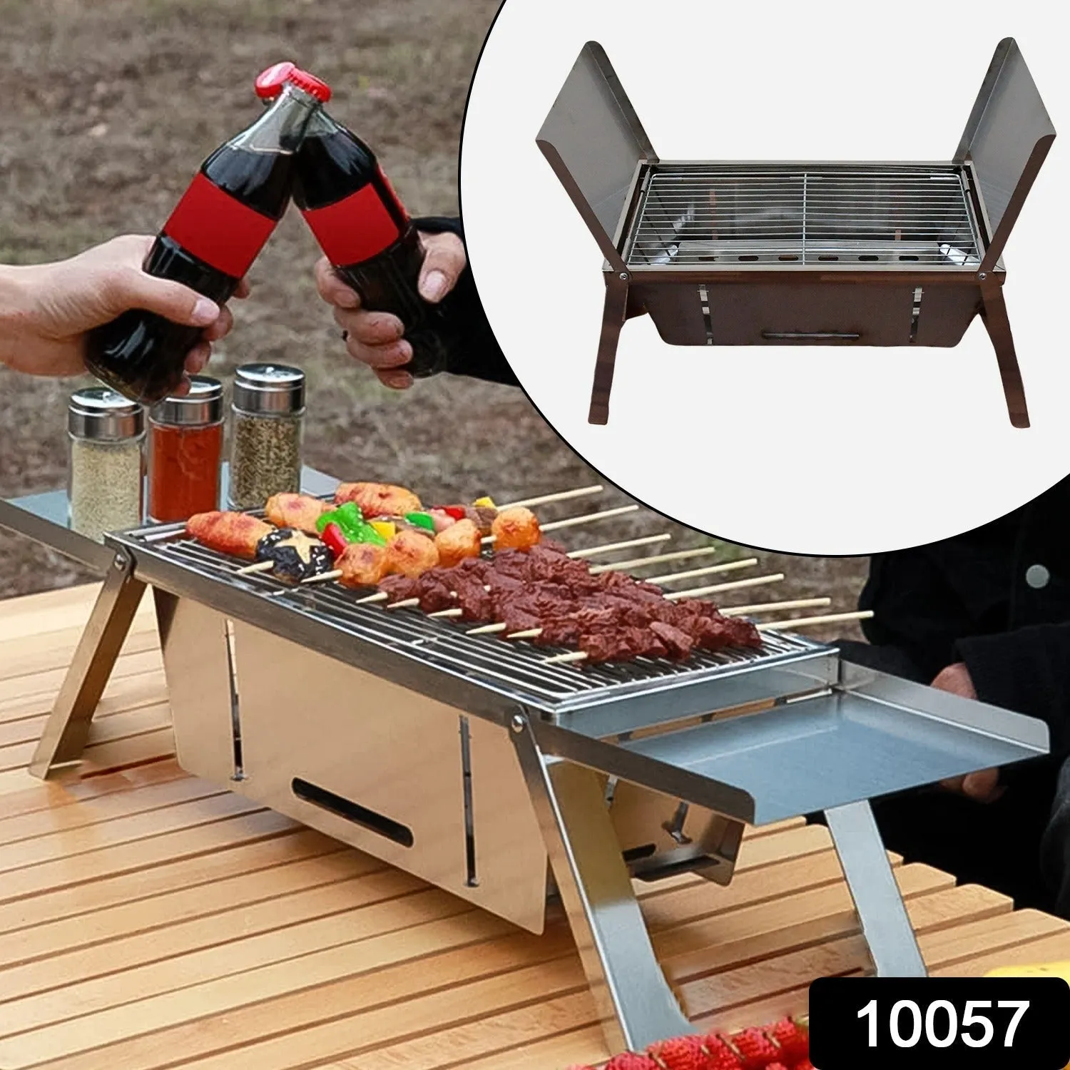 Portable GM) 2207 Set / Steel Grill Summer special BBQ : Net Folding Charcoal Barbecue / (1 Versatile product line Grill Weight Stainless