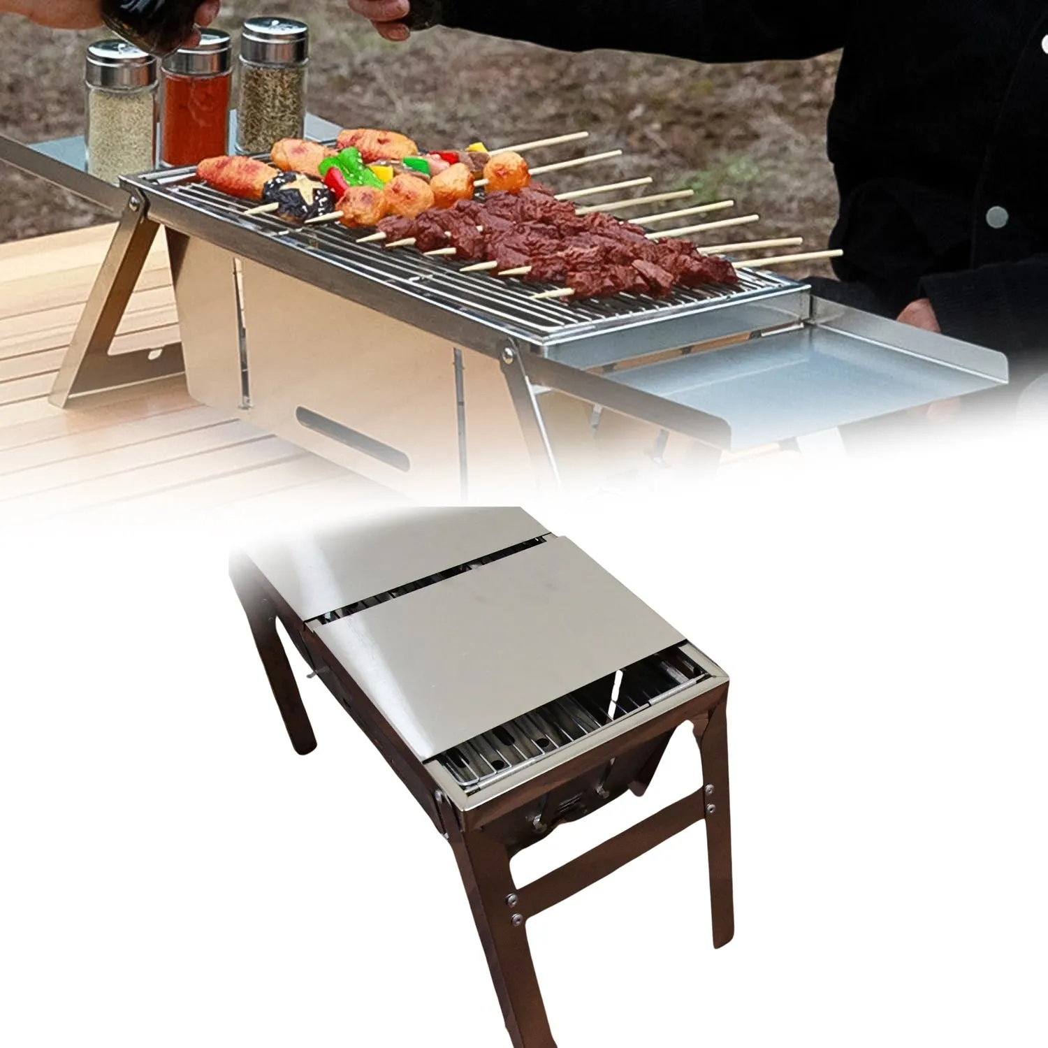 Portable GM) 2207 Set / Steel Grill Summer special BBQ : Net Folding Charcoal Barbecue / (1 Versatile product line Grill Weight Stainless