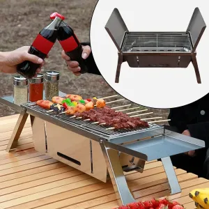 Portable GM) 2207 Set / Steel Grill Summer special BBQ : Net Folding Charcoal Barbecue / (1 Versatile product line Grill Weight Stainless