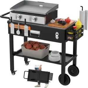 Portable Grill Table Cart for Blackstone Griddle Stand 17&22 Inch Grills, Outdoor Foldable Grill Stand Table for Blackstone 22" Griddle Cart Outdoor Portable Cart for Weber Baby Q Series Grills