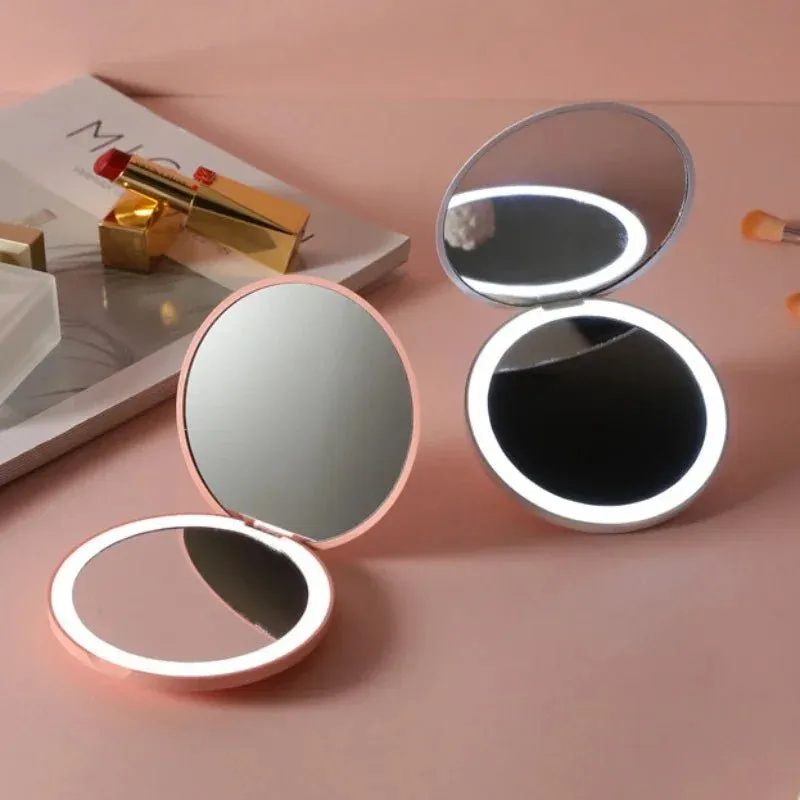 Portable Mini LED Makeup Mirror: USB Charging, Foldable Design