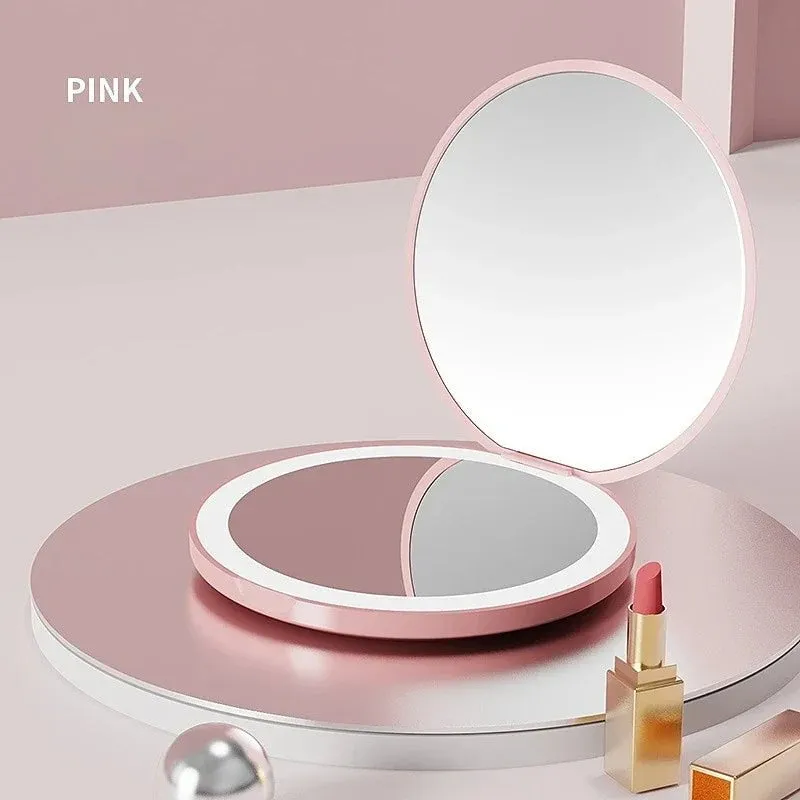Portable Mini LED Makeup Mirror: USB Charging, Foldable Design