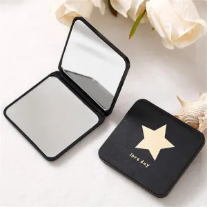 Portable Mini Makeup Mirror Double Sided Square Mirror Handheld Folding Mirror Mini Pocket Mirror (Color : B, Size