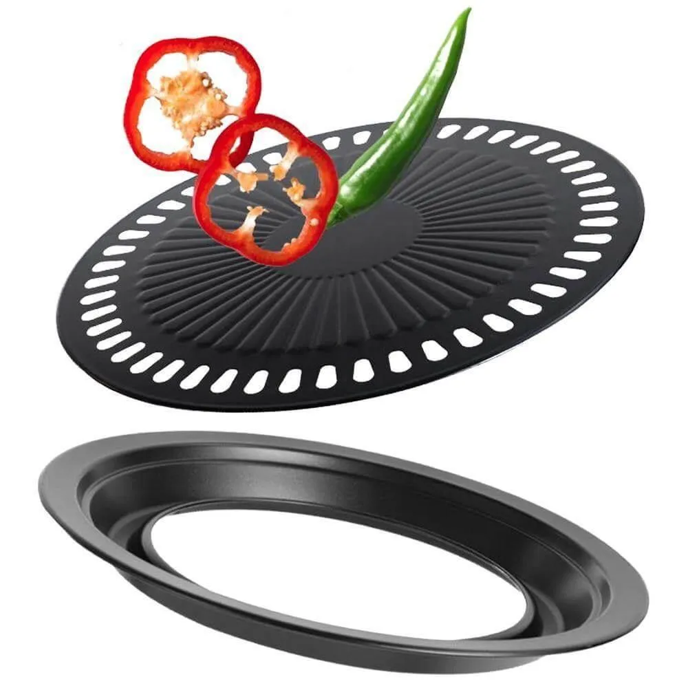Portable Non-Stick Korean BBQ Grill Pan - Easy Clean Cooking Tool
