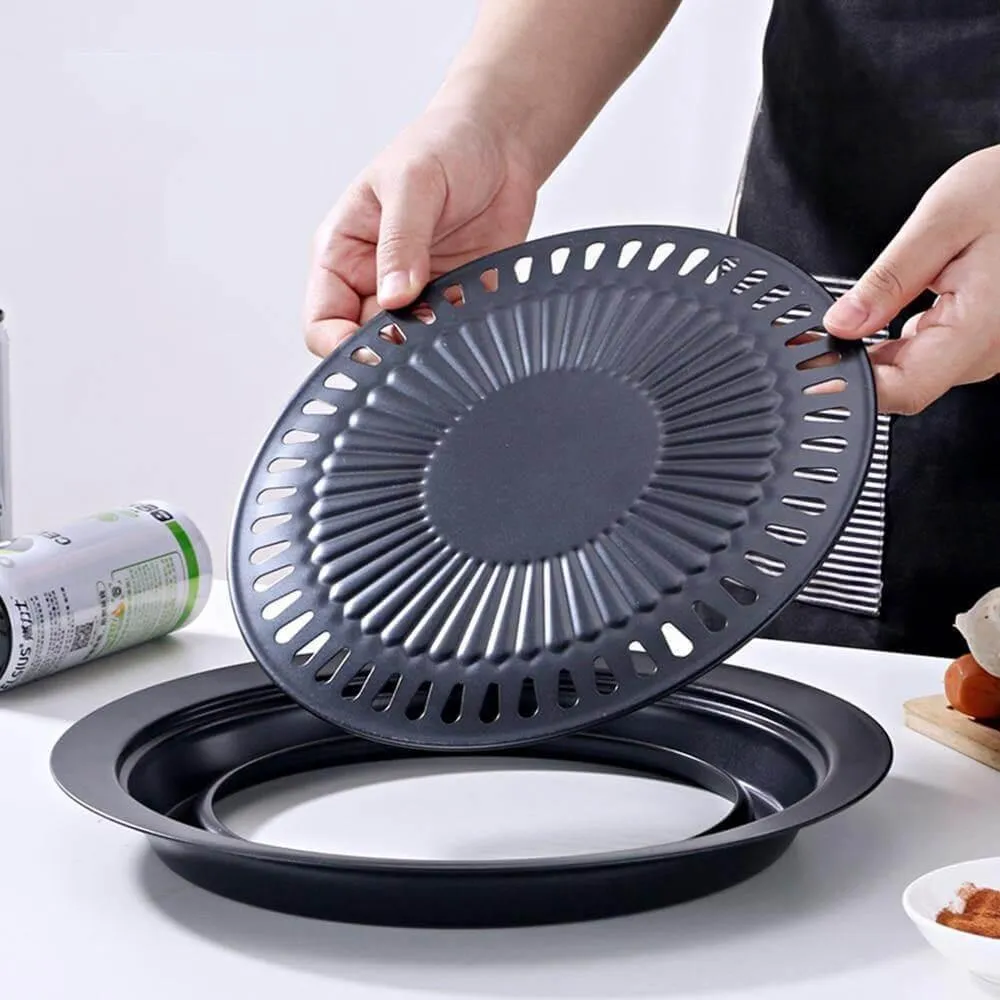 Portable Non-Stick Korean BBQ Grill Pan - Easy Clean Cooking Tool