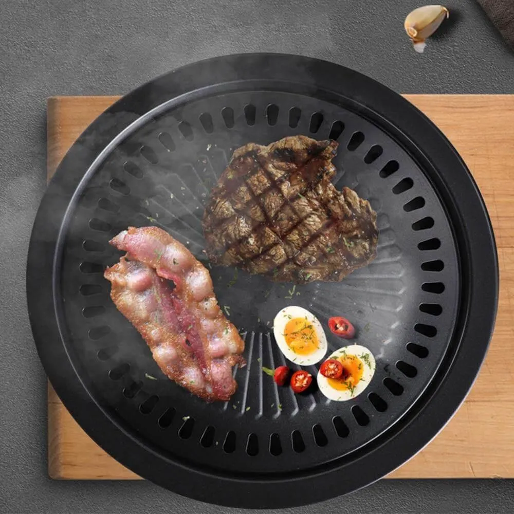 Portable Non-Stick Korean BBQ Grill Pan - Easy Clean Cooking Tool