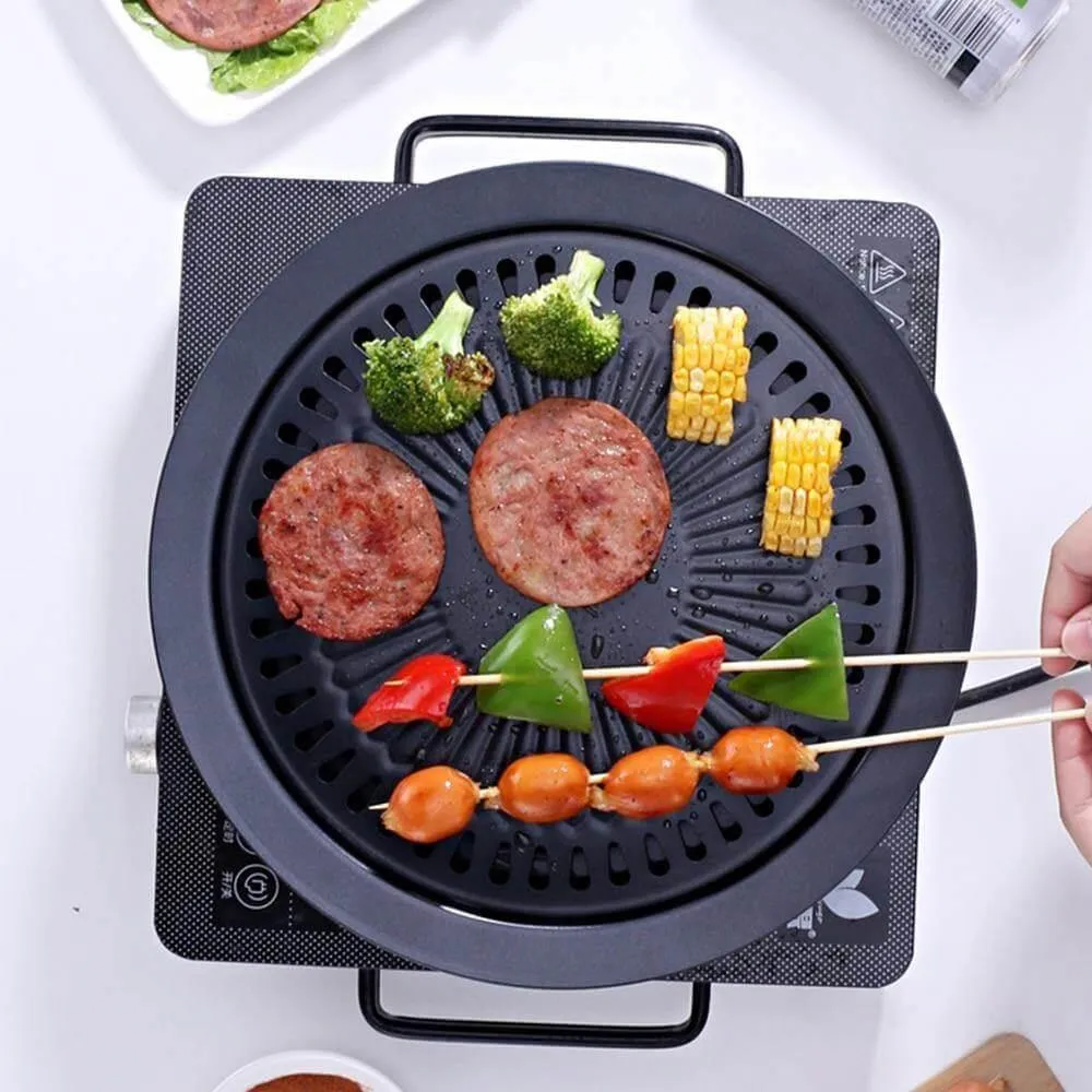 Portable Non-Stick Korean BBQ Grill Pan - Easy Clean Cooking Tool