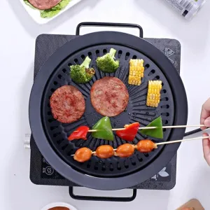 Portable Non-Stick Korean BBQ Grill Pan - Easy Clean Cooking Tool