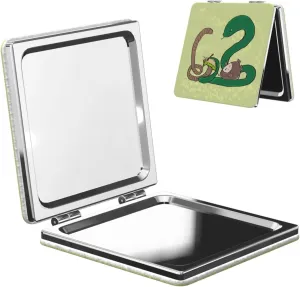 Portable Pocket Makeup Mirror Sunflower Seeds Earthworm Snake Travel Cosmetic Mirror Square Print Magnifying Compact Mirror for Eyelash