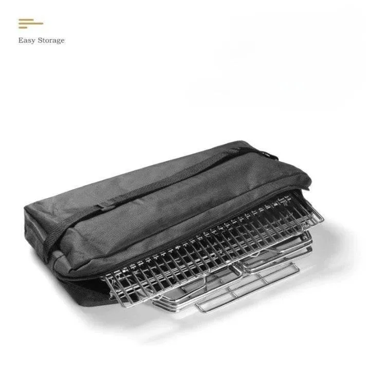 Portable Stainless Steel Camping Grill - Foldable Detachable Cooking Tool