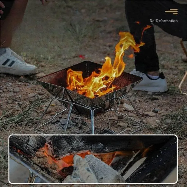 Portable Stainless Steel Camping Grill - Foldable Detachable Cooking Tool