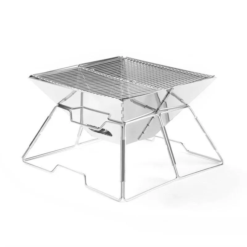 Portable Stainless Steel Camping Grill - Foldable Detachable Cooking Tool