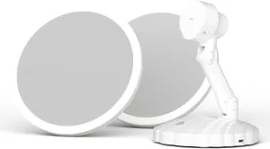 Portable Travel Vanity Mirror with Lights,Interchangeable Mirror Design,15X Magnifying Mirror,Stepless Adjustable Lighted Makeup Mirror,3 Color Modes,Desk or Travel Use