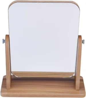 Portable Wooden Cosmetic Mirror Stylish Gray Desktop Makeup Mirror for Home Clear Durable Glass Makeup Lovers for Living Room Bedroom Bathroom Decor