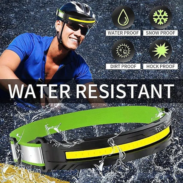 Powerful LED Headlamp COB Headlight USB Rechargeable Head Flashlight Torch Waterproof Camping Fishing Lantern Red Warning Light