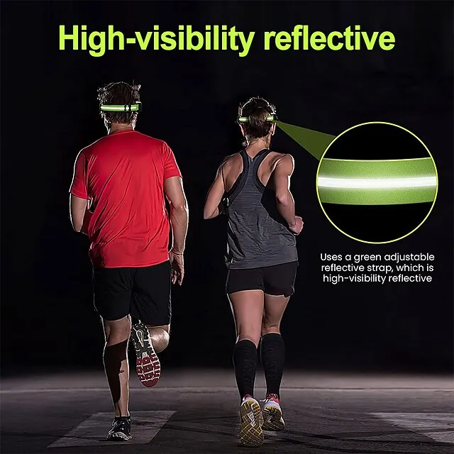 Powerful LED Headlamp COB Headlight USB Rechargeable Head Flashlight Torch Waterproof Camping Fishing Lantern Red Warning Light