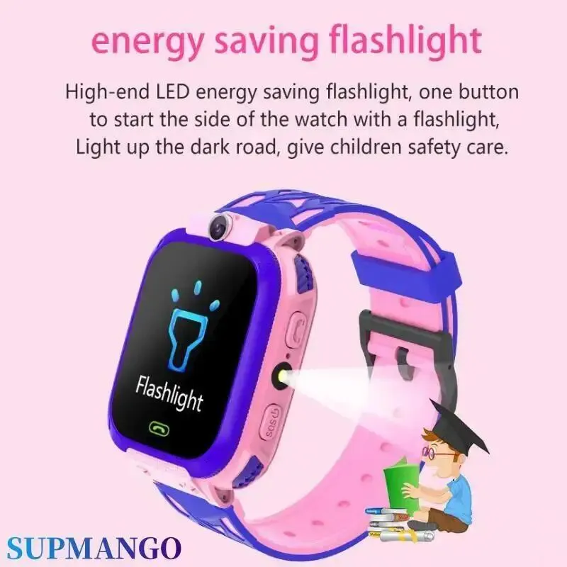 Premium Kids Smart Watch with 2G Call, Waterproof, GPS Tracker, SOS Button, LBS Location, Camera, for Boys & Girls, Compatible with iOS & Android, Gift for Children