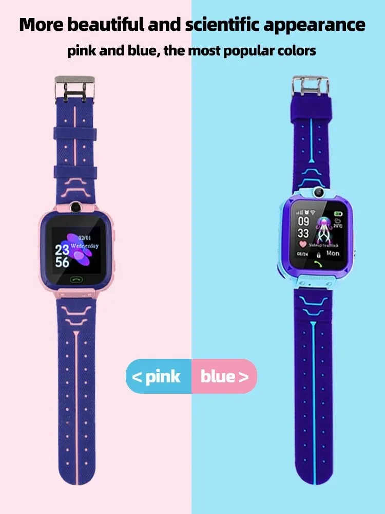 Premium Kids Smart Watch with 2G Call, Waterproof, GPS Tracker, SOS Button, LBS Location, Camera, for Boys & Girls, Compatible with iOS & Android, Gift for Children