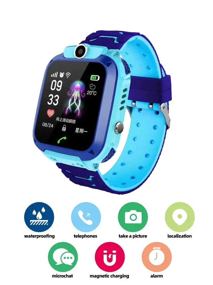 Premium Kids Smart Watch with 2G Call, Waterproof, GPS Tracker, SOS Button, LBS Location, Camera, for Boys & Girls, Compatible with iOS & Android, Gift for Children