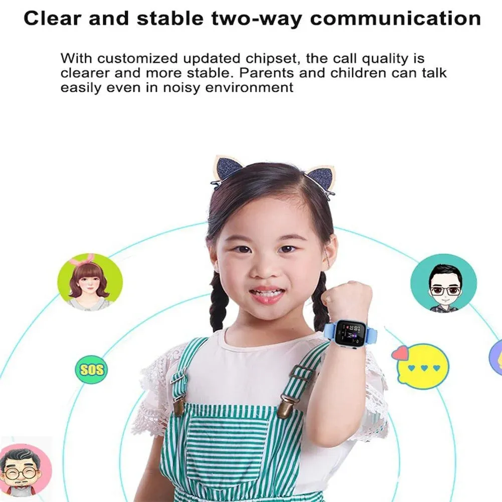Premium Kids Smart Watch with 2G Call, Waterproof, GPS Tracker, SOS Button, LBS Location, Camera, for Boys & Girls, Compatible with iOS & Android, Gift for Children